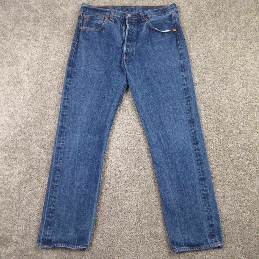 Levis Jeans Mens 32x29 (Tag 34x33) Blue 501 Button Fly Original Fade Denim Pants